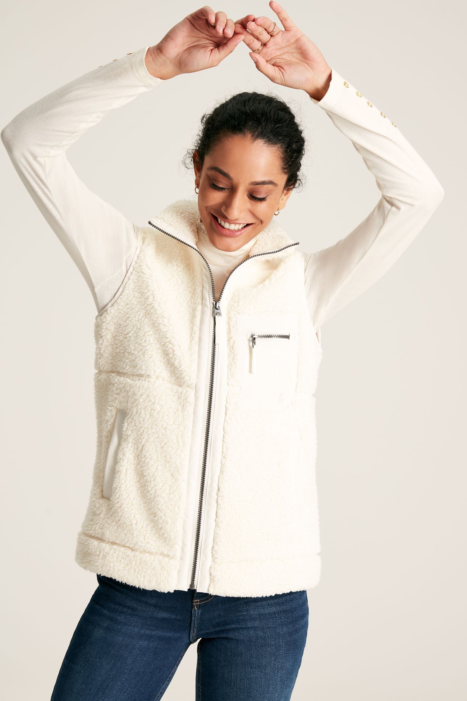 Joules Mallory Fleece Gilet - Creme