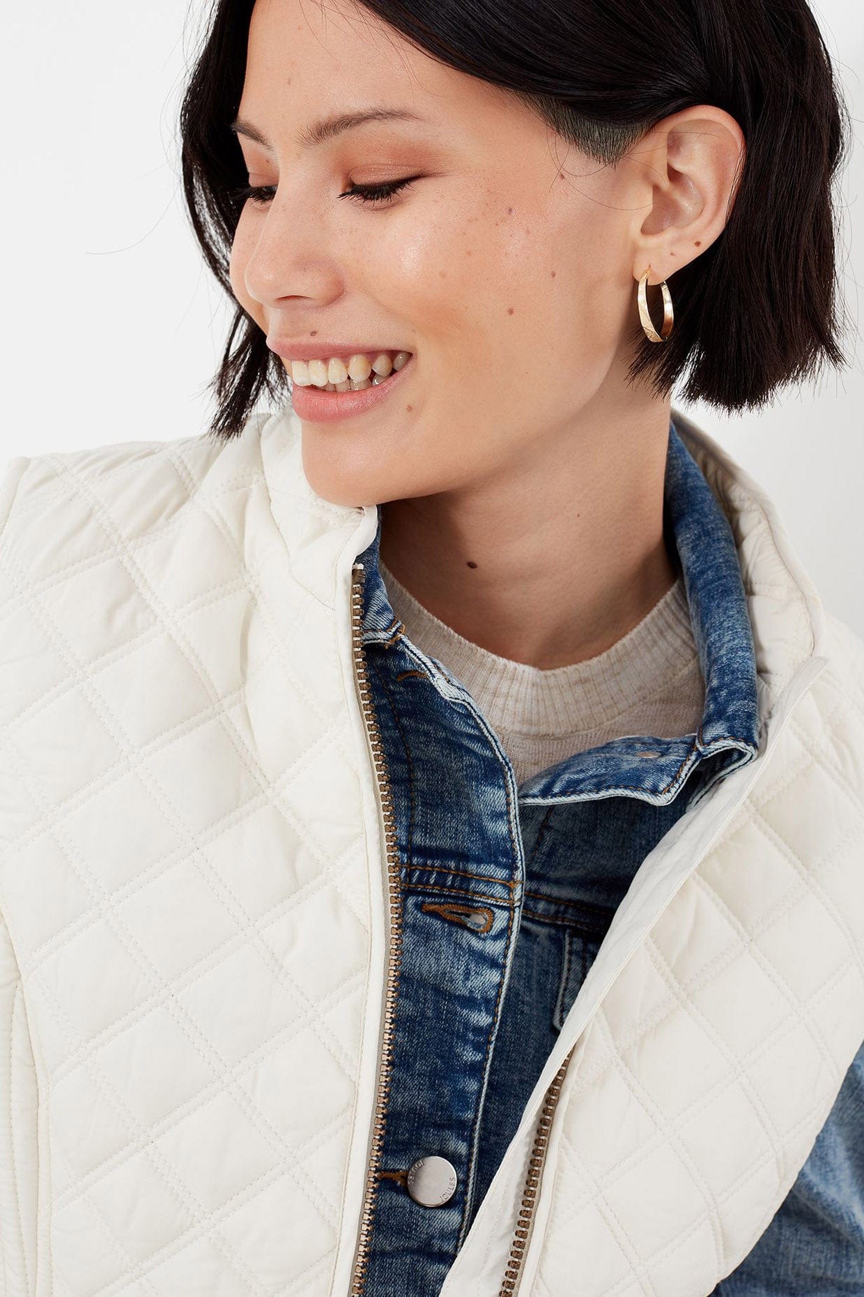 Joules Minx Quilted Gilet - Winter White