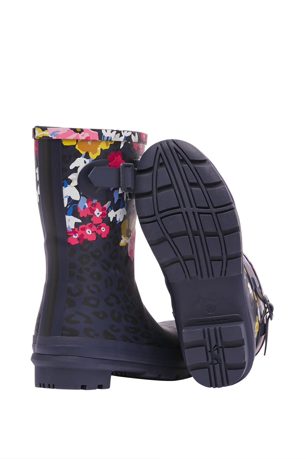 Joules Molly Mid Height Printed Wellies - Navy Leopard Floral