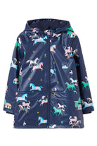 Joules Raindance Waterproof Recycled Printed Jacket - Navy Horses