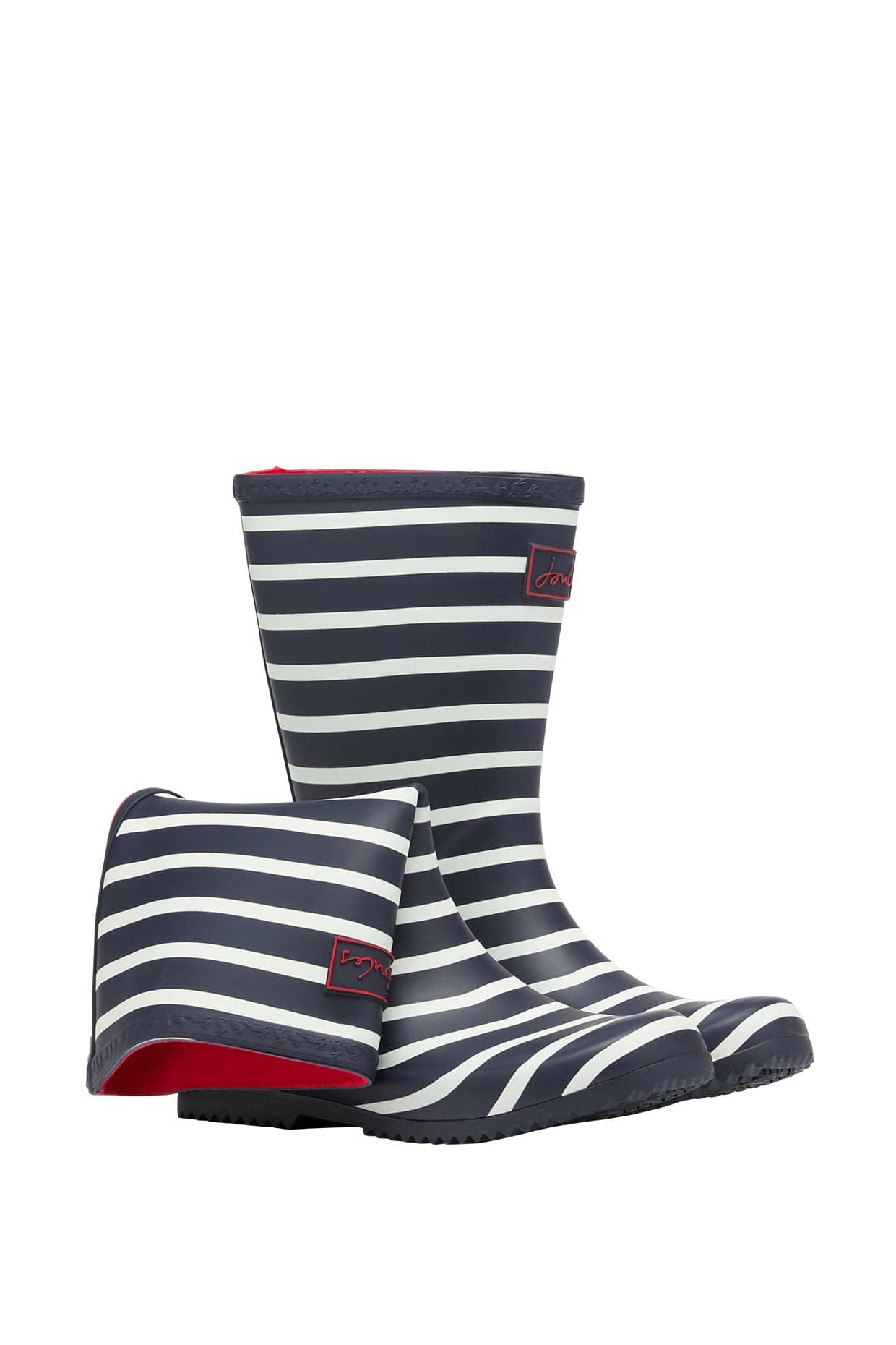 Joules Roll Up Flexible Printed Wellies - Navy Stripe