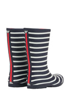 Joules Roll Up Flexible Printed Wellies - Navy Stripe