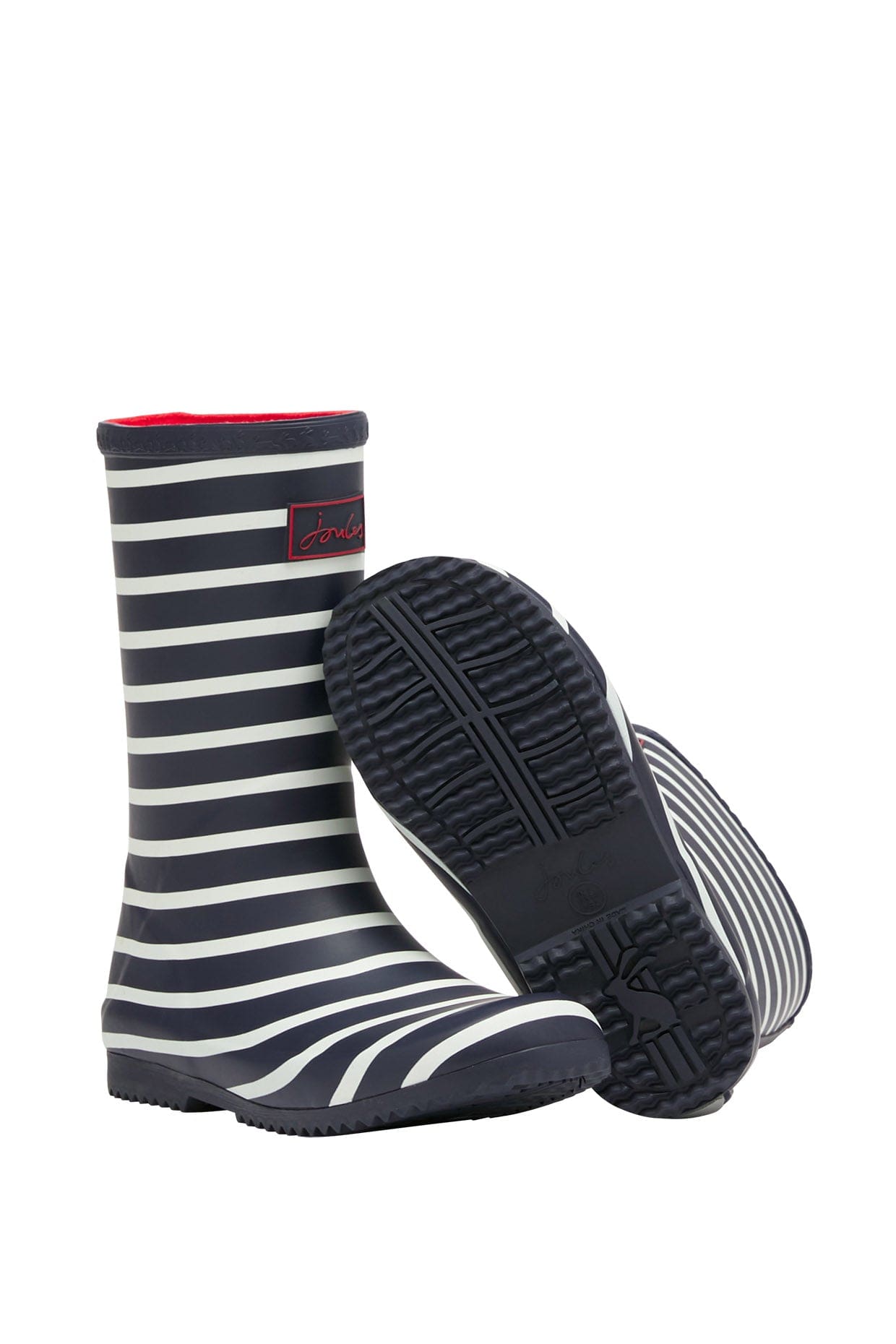 Joules Roll Up Flexible Printed Wellies - Navy Stripe