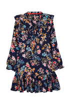 Joules Ruby Keyhole Frill Tiered Tunic - Navy Peak Floral