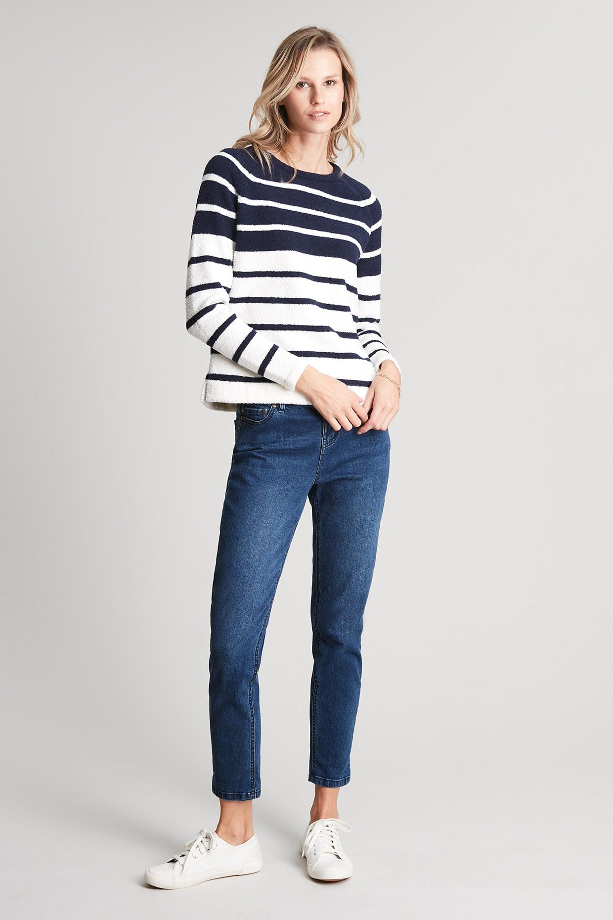 Joules Seaport Chenille Raglan Jumper - Navy Cream