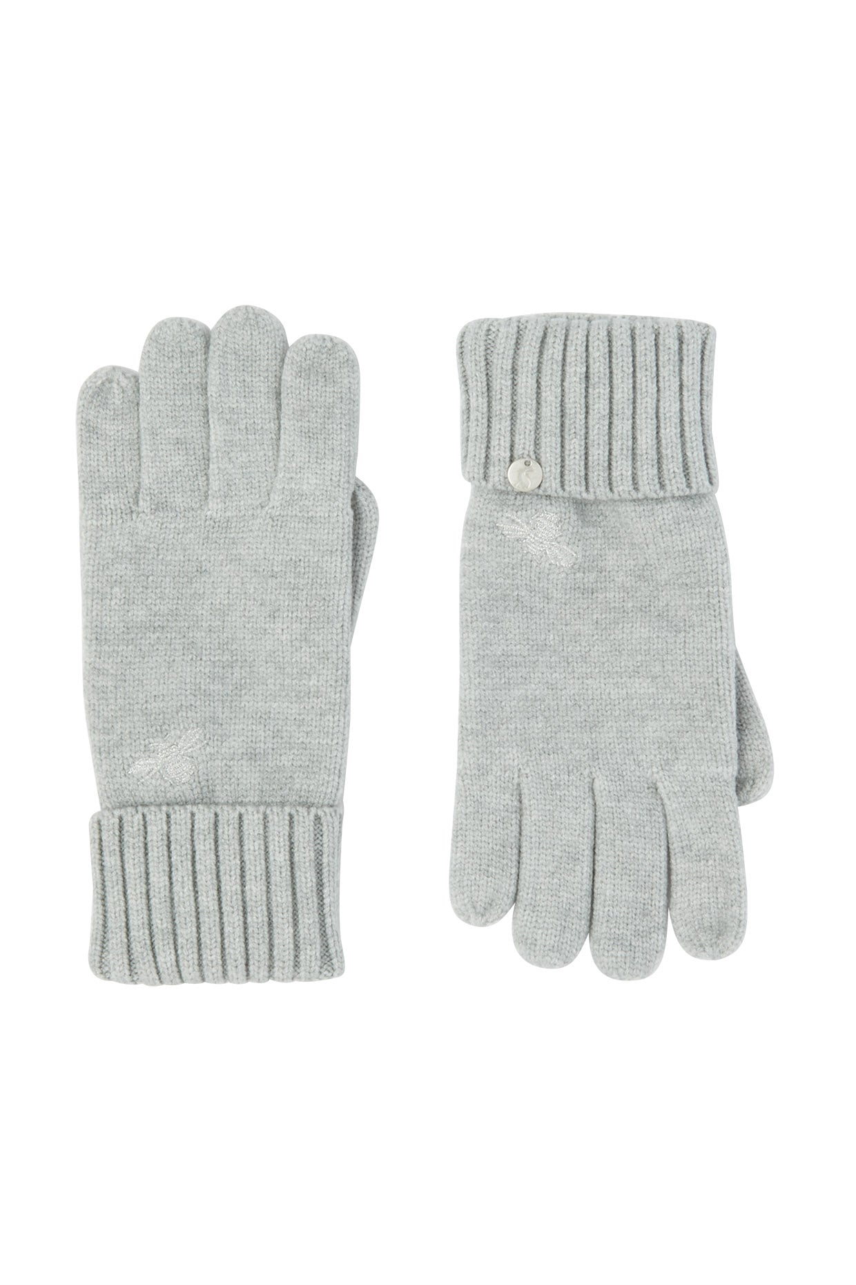 Joules Stafford Knitted Glove With Embellishment - Grey Marl 217833_GRYMARL_OS