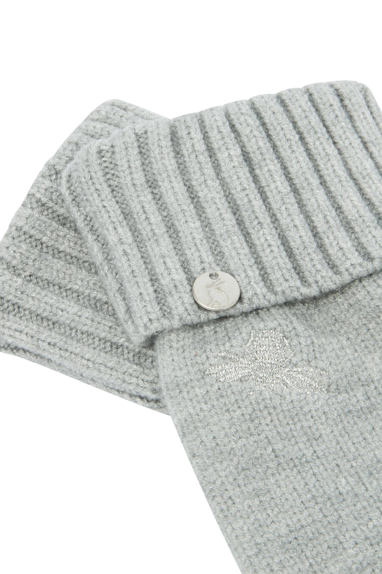 Joules Stafford Knitted Glove With Embellishment - Grey Marl 217833_GRYMARL_OS