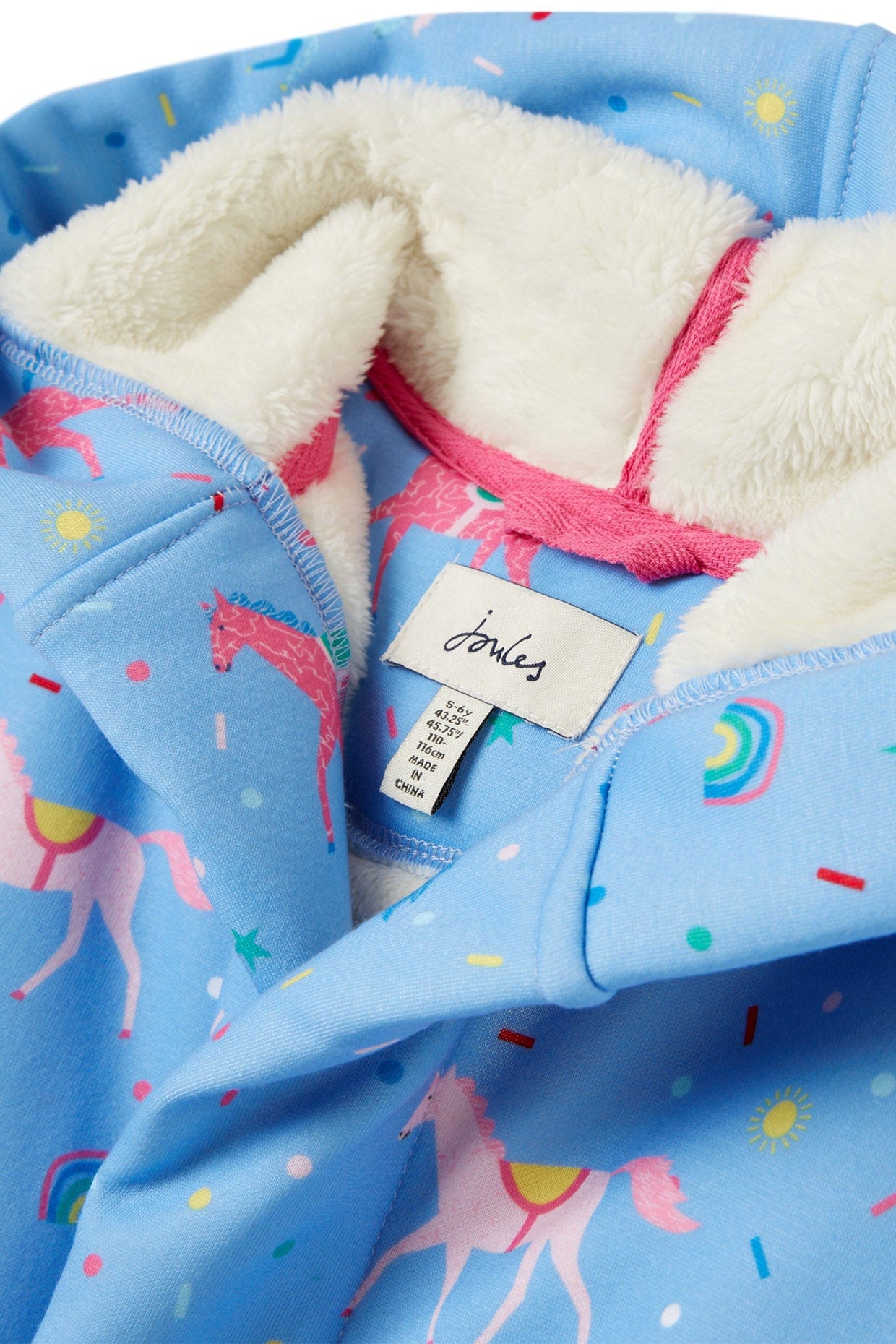 Joules Starlight Fleece Lined Dressing Gown - Blue Horse