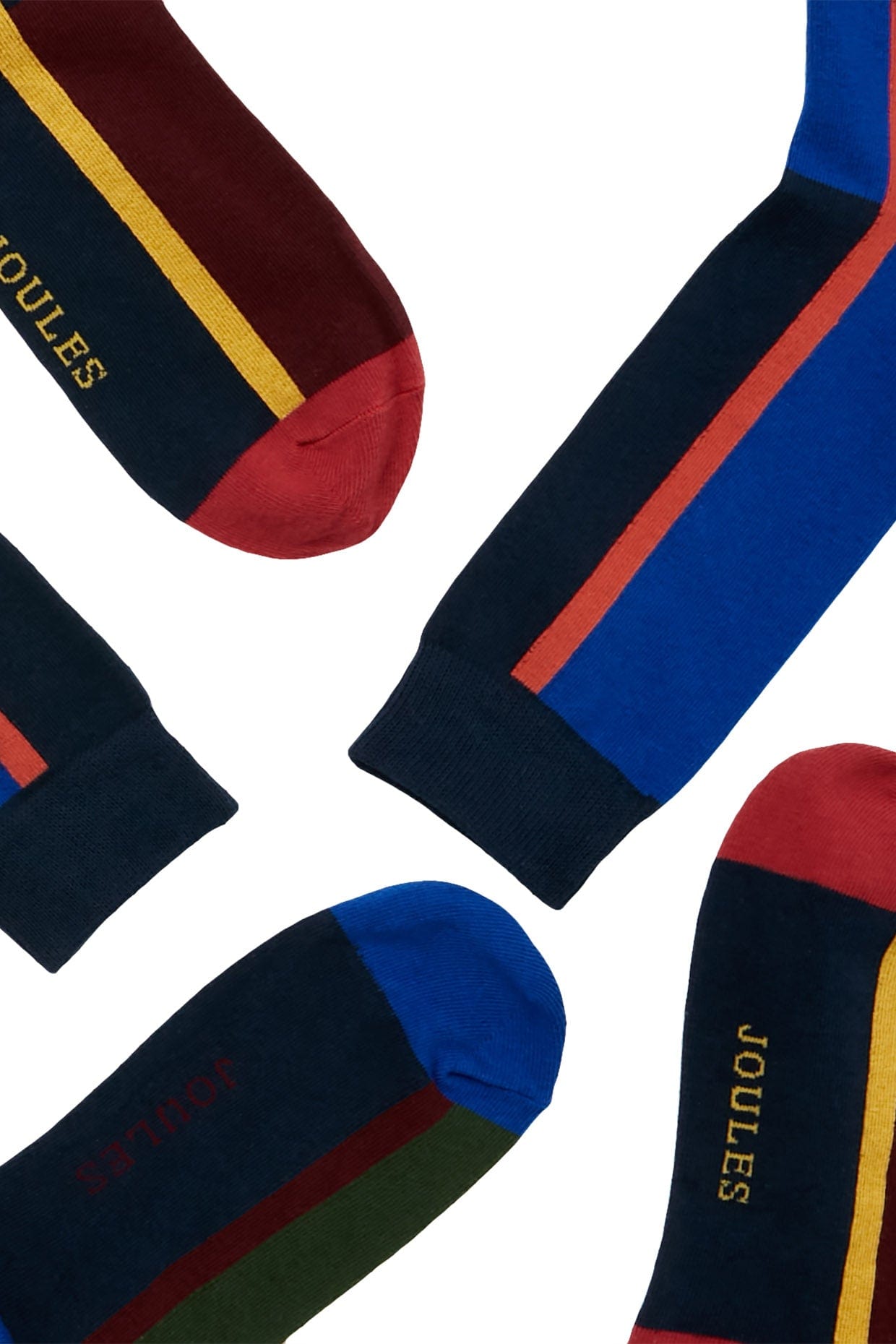 Joules Striking 3 Pack Cotton Socks - Navy Colour Block 217743_NVYCOLBLK_7-12