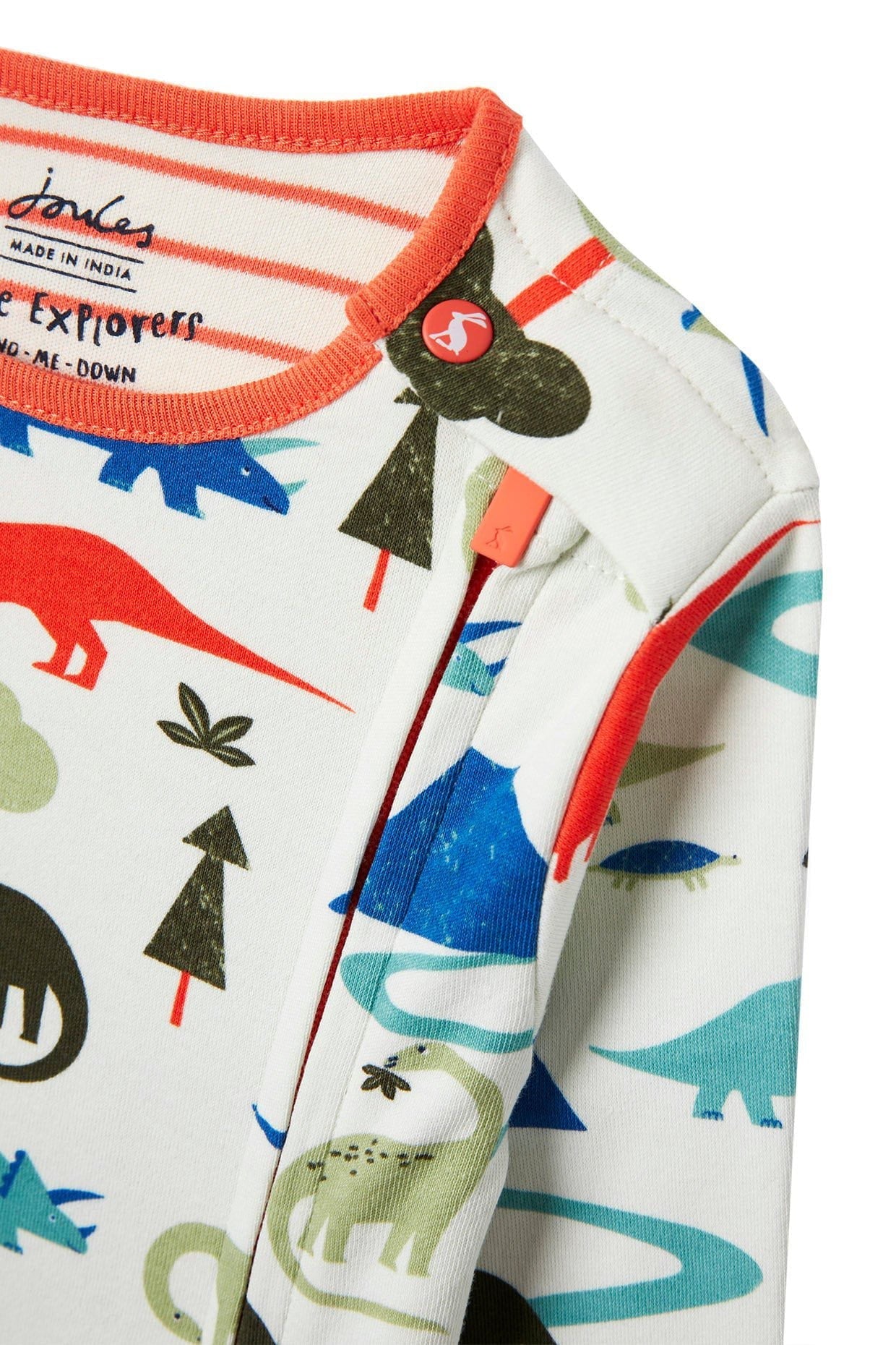 Joules Zippy Organic Cotton Printed Babygrow - Dino