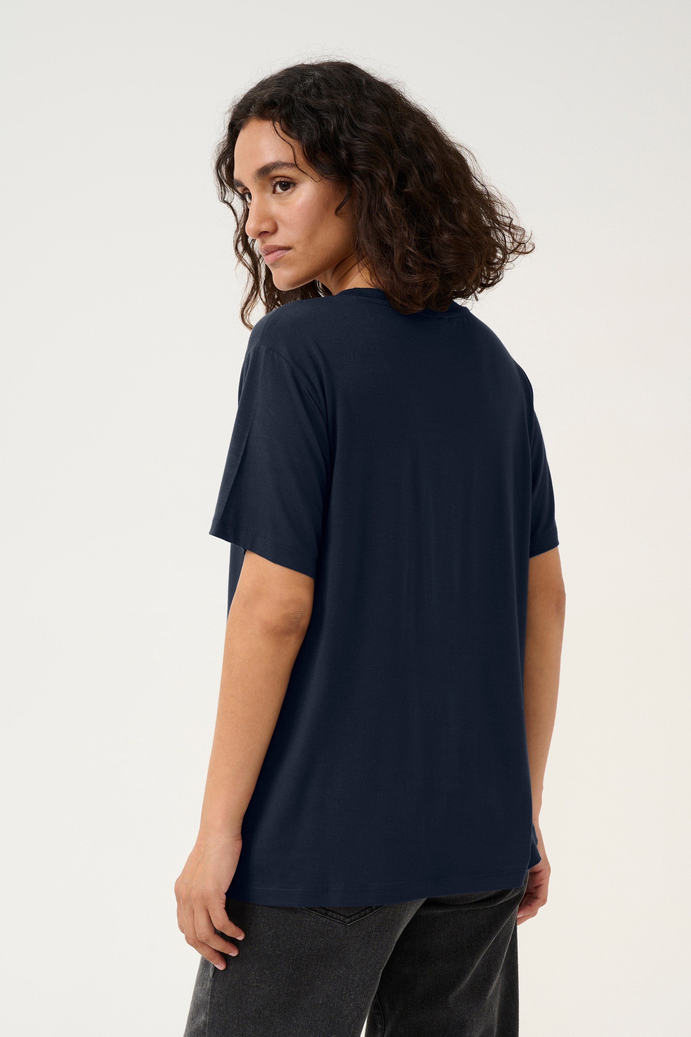 Kaffe Frida V-Neck T-Shirt - Midnight Marine