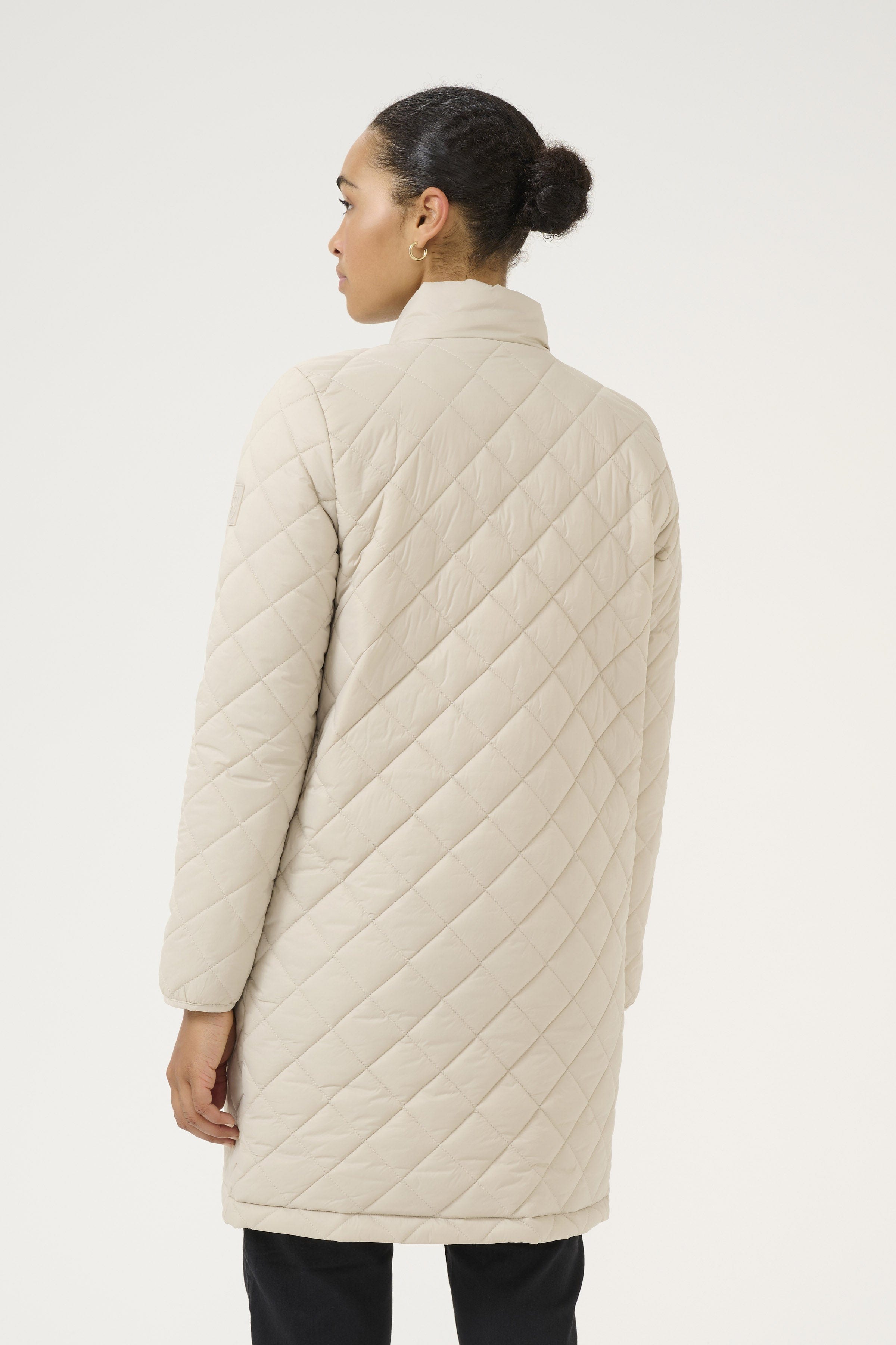 Kaffe Loreen Long Quilted Jacket - Feather Gray