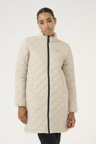 Kaffe Loreen Long Quilted Jacket - Feather Gray