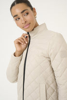 Kaffe Loreen Long Quilted Jacket - Feather Gray