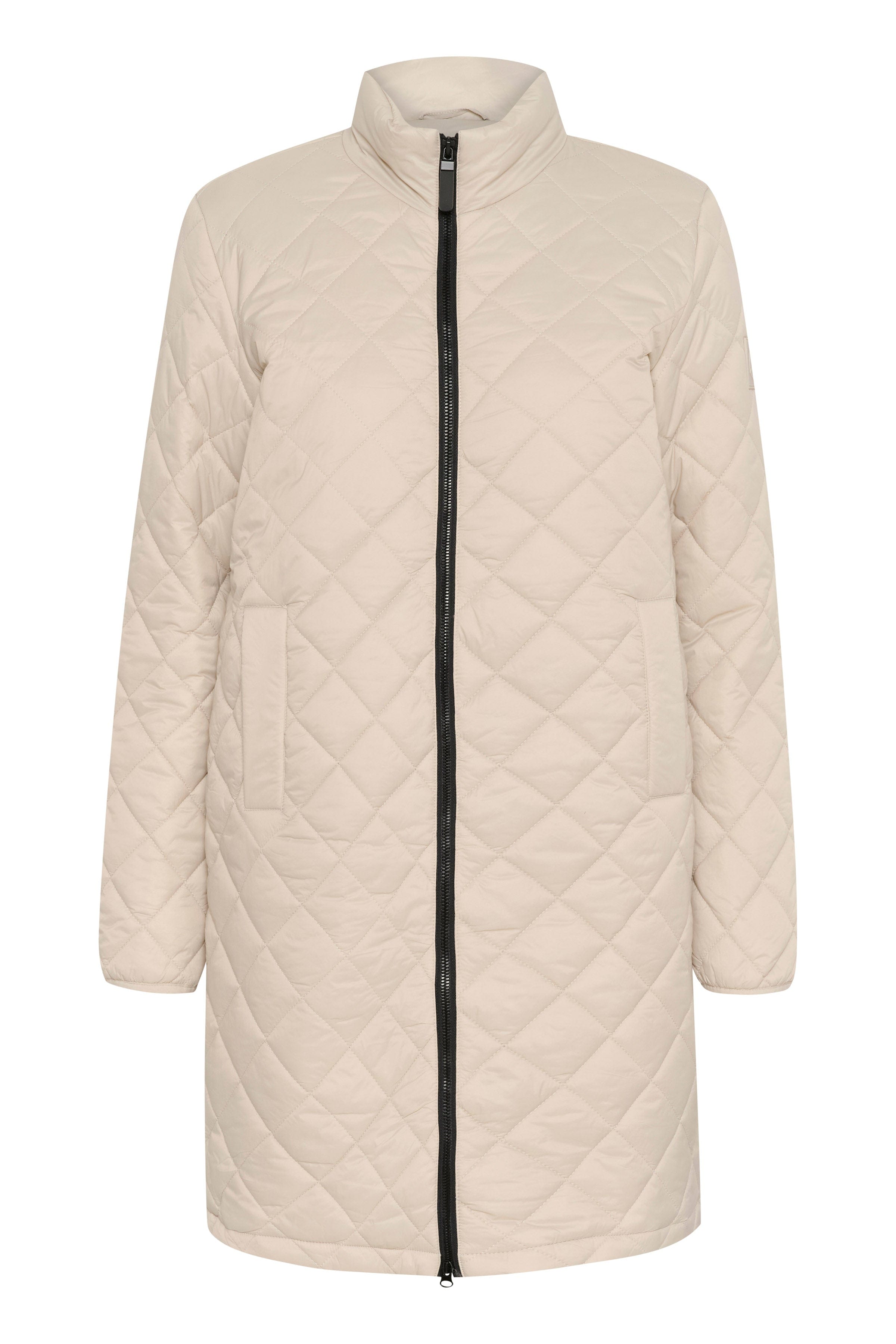 Kaffe Loreen Long Quilted Jacket - Feather Gray