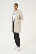 Kaffe Loreen Long Quilted Jacket - Feather Gray