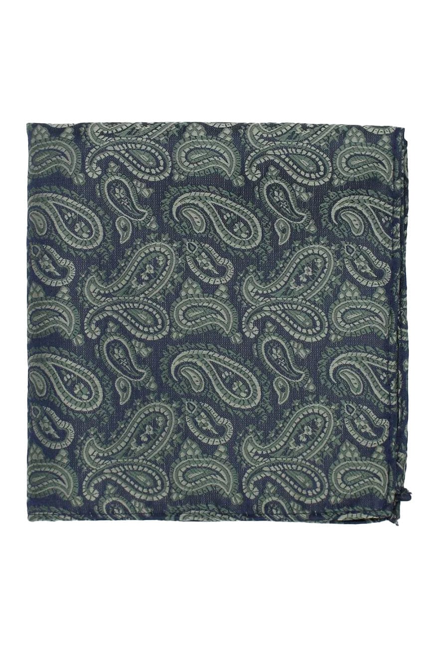 Lloyd Attree & Smith Paisley Pocket Square - Navy/Sage TPH1765_12_OS