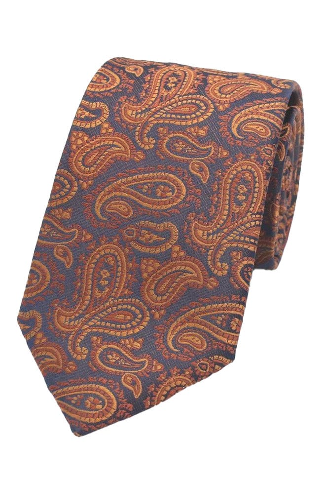 Lloyd Attree & Smith Paisley Tie - Copper/Navy F1765_8_OS