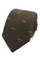 Lloyd Attree & Smith Silk Wool Melange Herringbone Fox Tie - Green/Orange S9704_1_OS