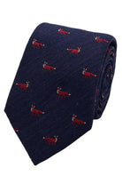 Lloyd Attree & Smith Silk Wool Melange Herringbone Fox Tie - Navy/Red S9705_1_OS