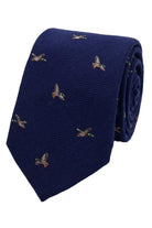 Lloyd Attree & Smith Silk Wool Melange Herringbone Mallard Tie - Navy S9701_1_OS