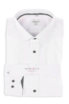 Marvelis Modern Fit Plain Shirt with Printed Trim - White