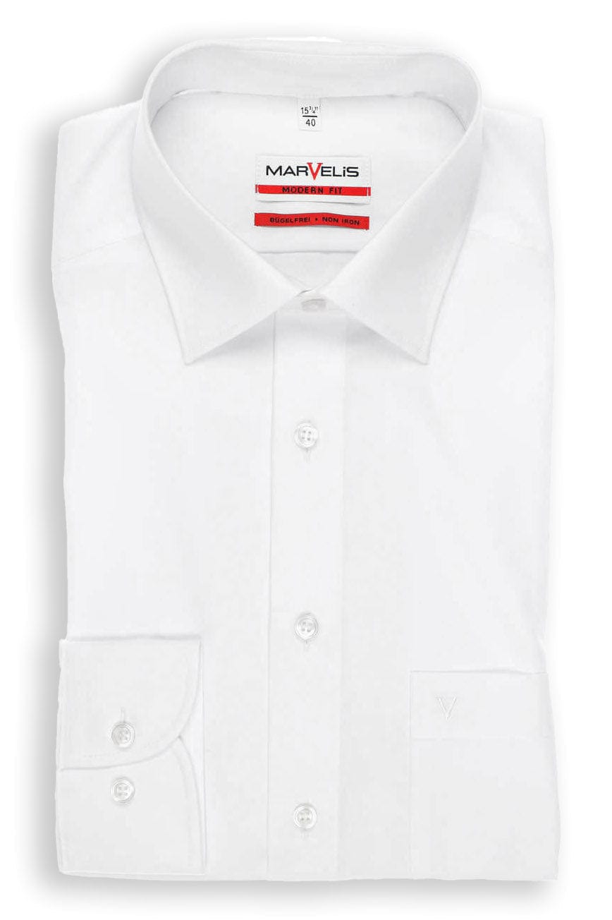 Marvelis Non-Iron Modern Fit Plain Shirt - White