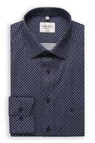 Marvelis Non-Iron Modern Fit Tile Print Shirt - Navy/Blue