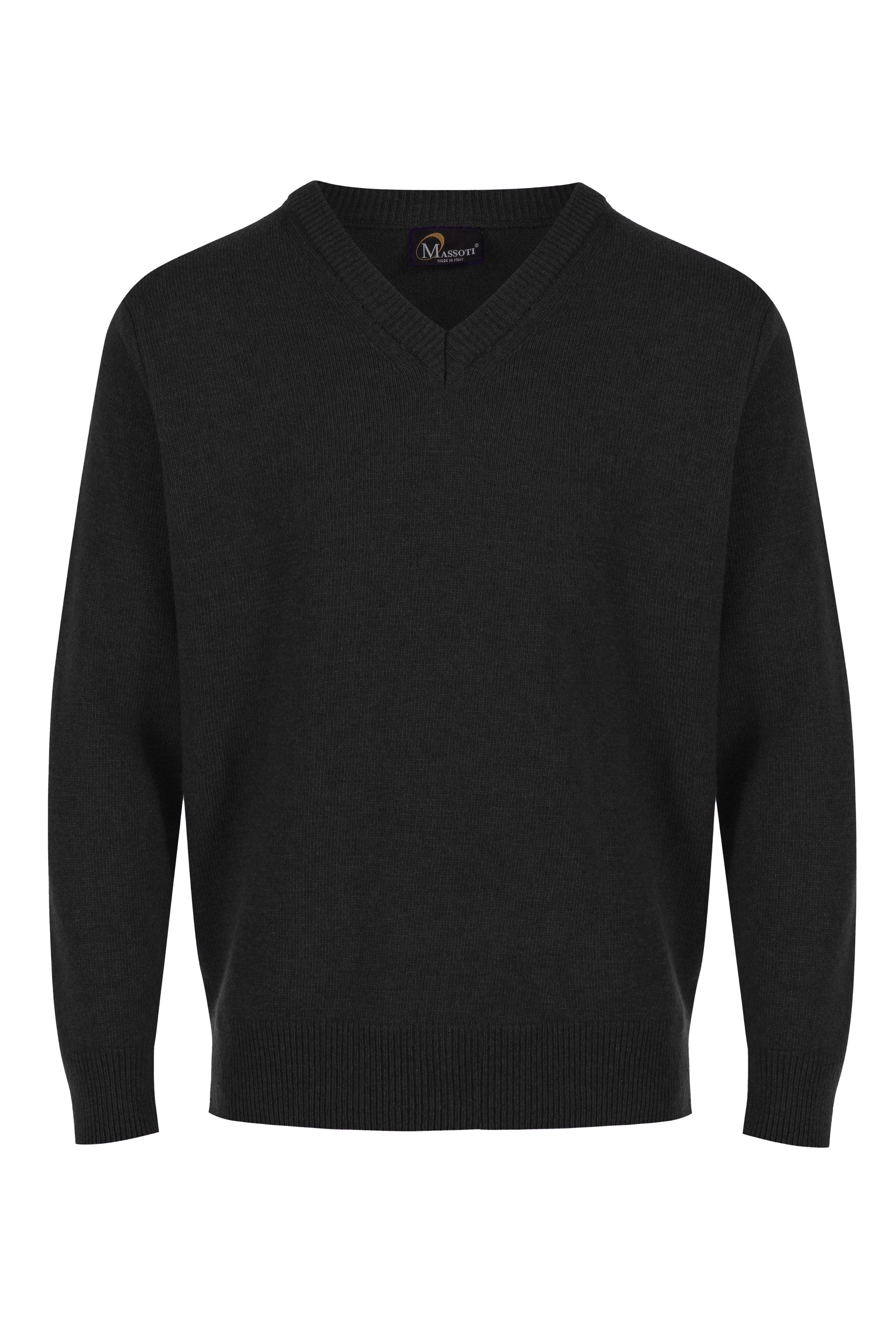 Massoti Lambswool V Neck Jumper - Black