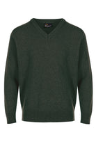 Massoti Lambswool V Neck Jumper - Forest