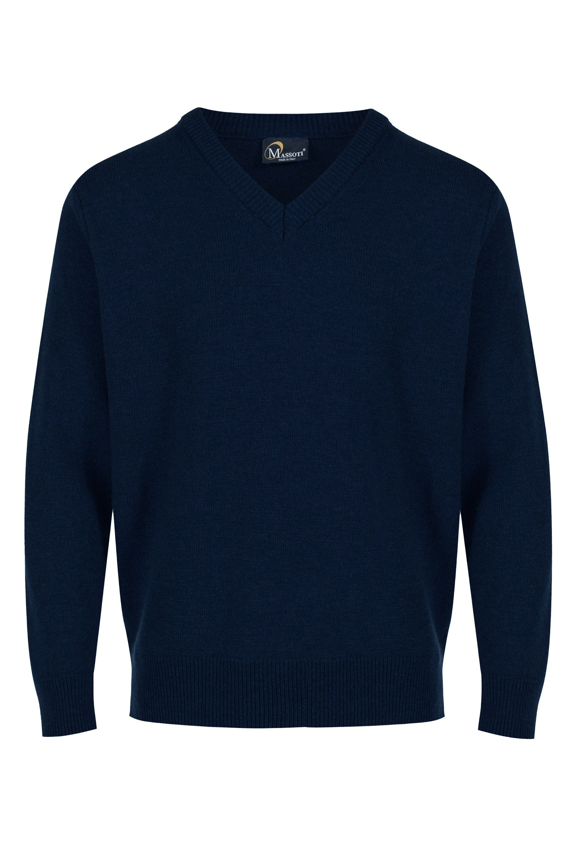 Massoti Lambswool V Neck Jumper - Navy