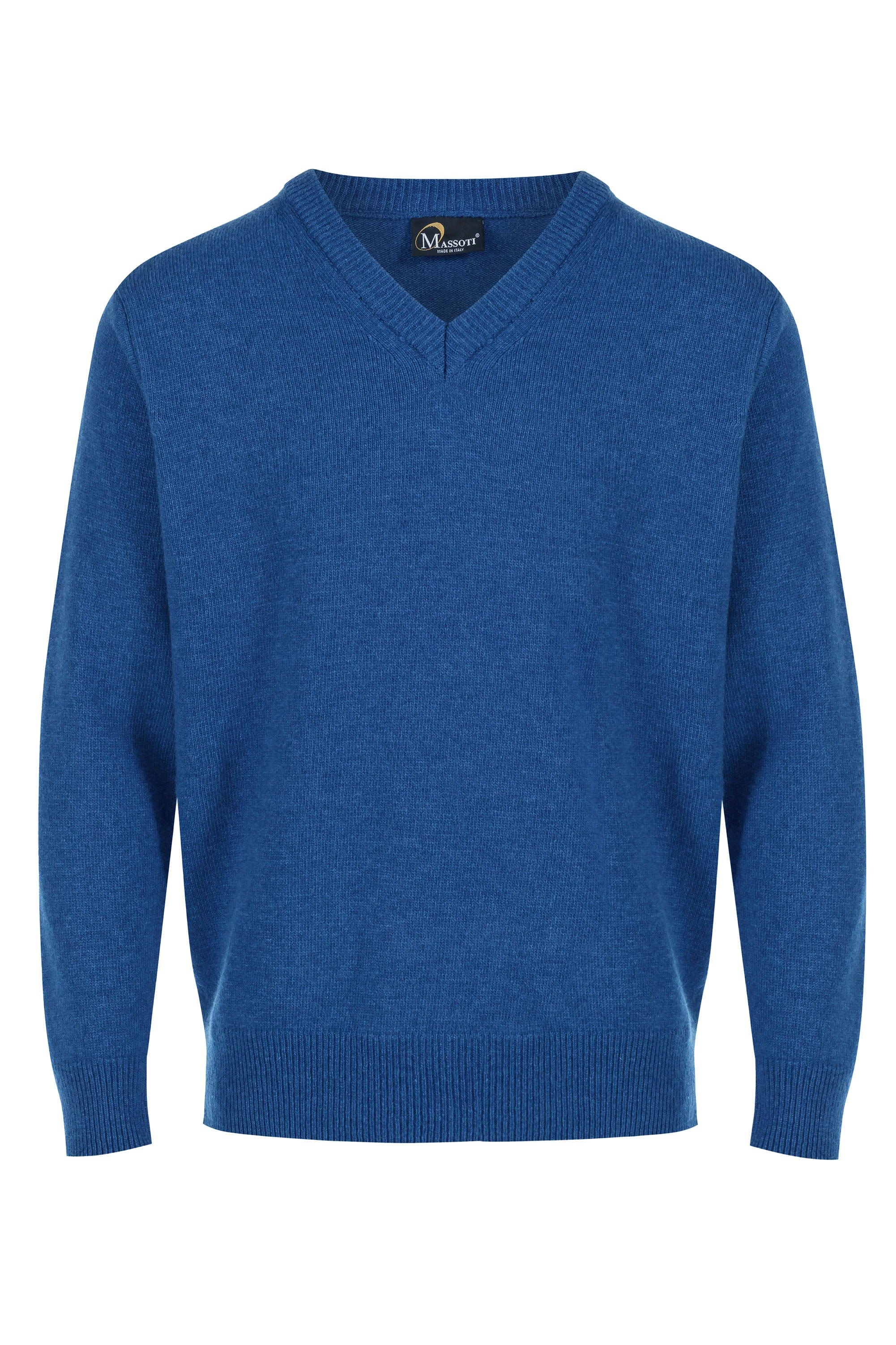 Massoti Lambswool V Neck Jumper - Royal