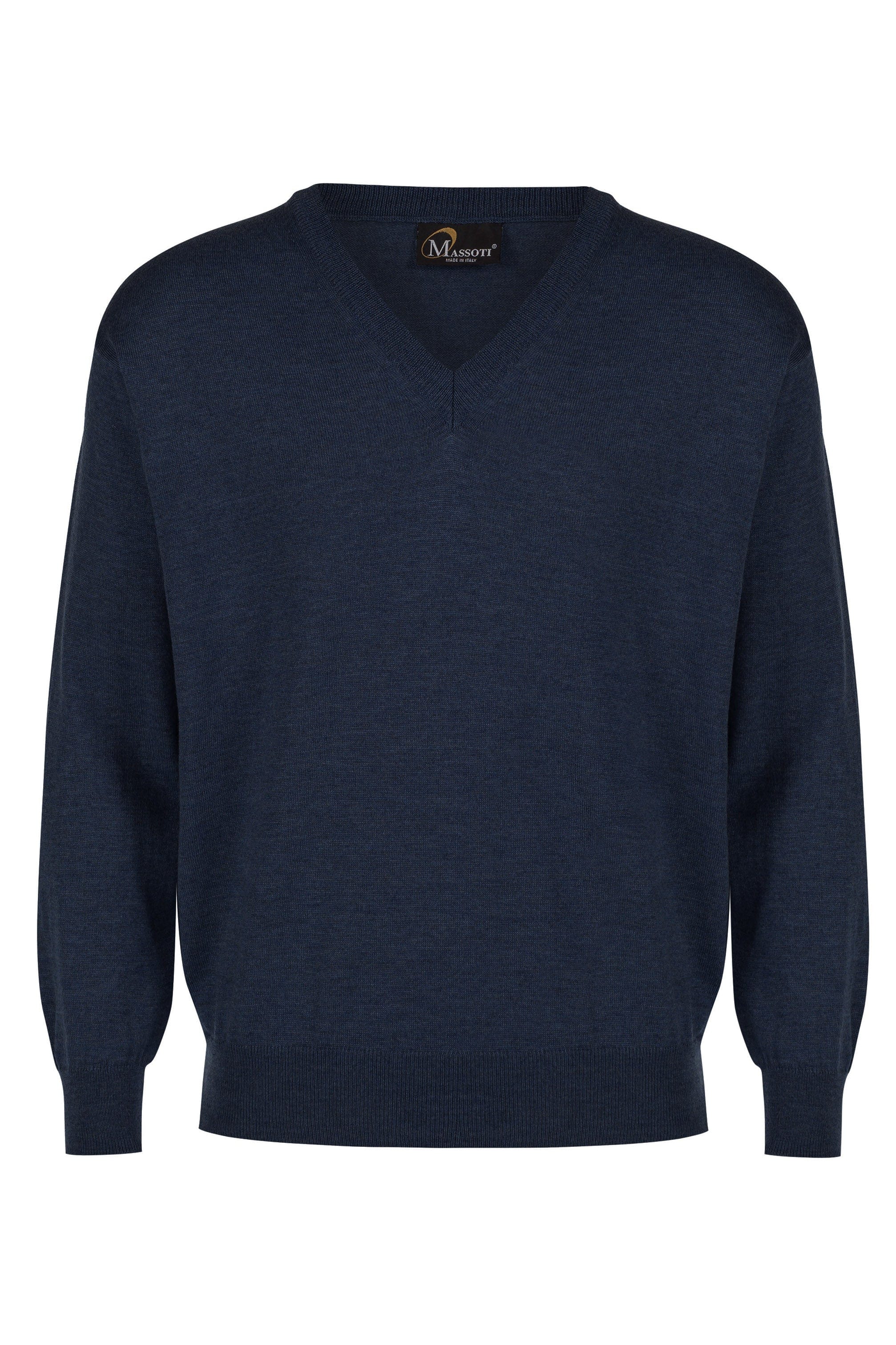 Massoti Merino Wool V Neck Jumper - Navy