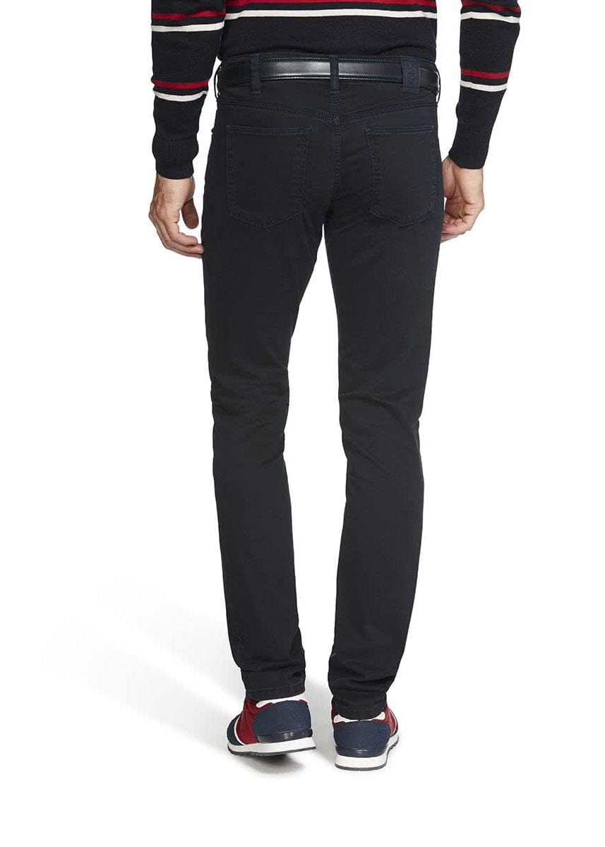 Meyer M5 Slim Super Stretch Pima Satin Chinos - Navy