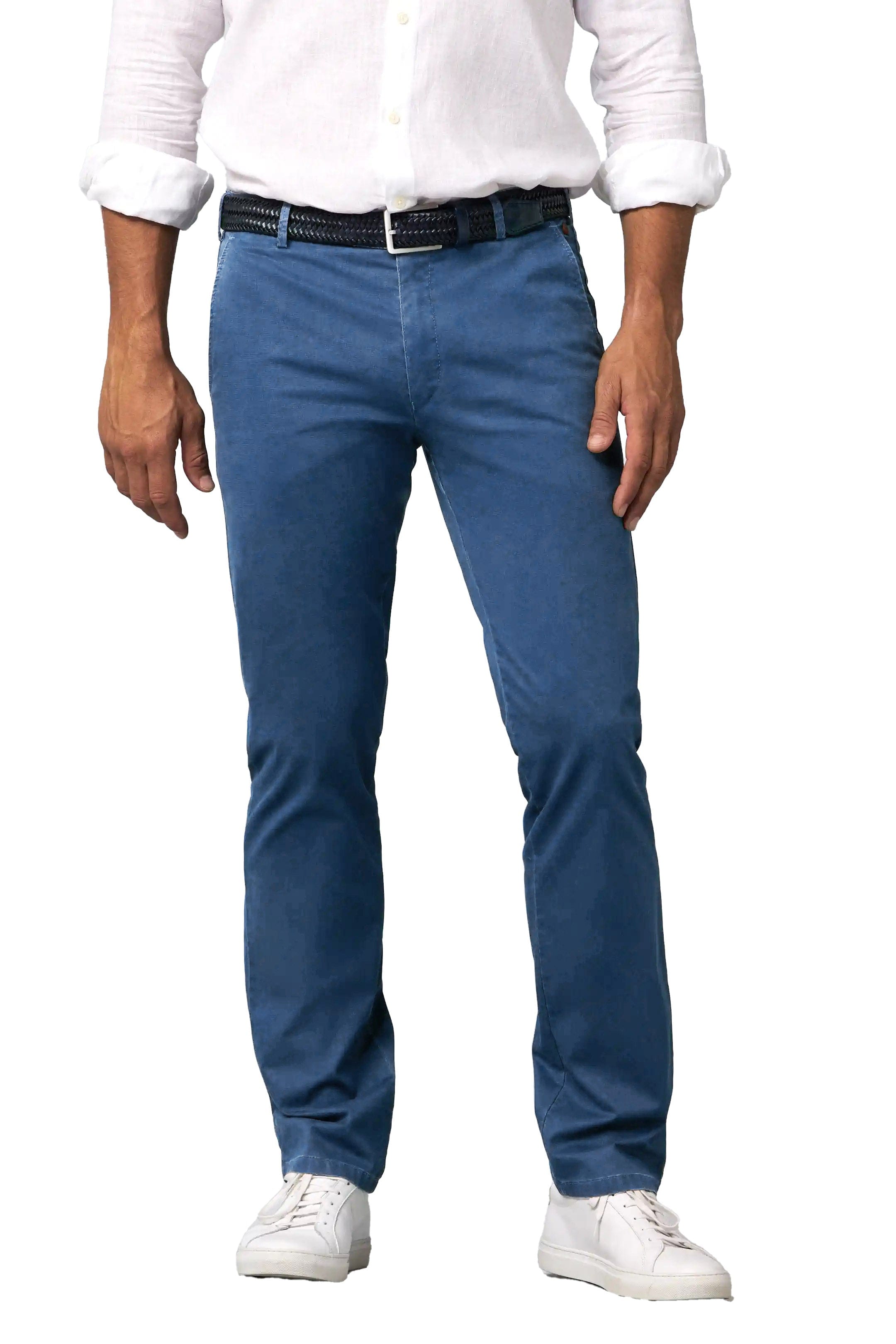 Meyer Oslo Stretch Twill Chinos - Mid-Blue