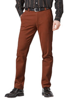 Meyer Rio Organic Cotton Stretch Chino Trousers - Brick