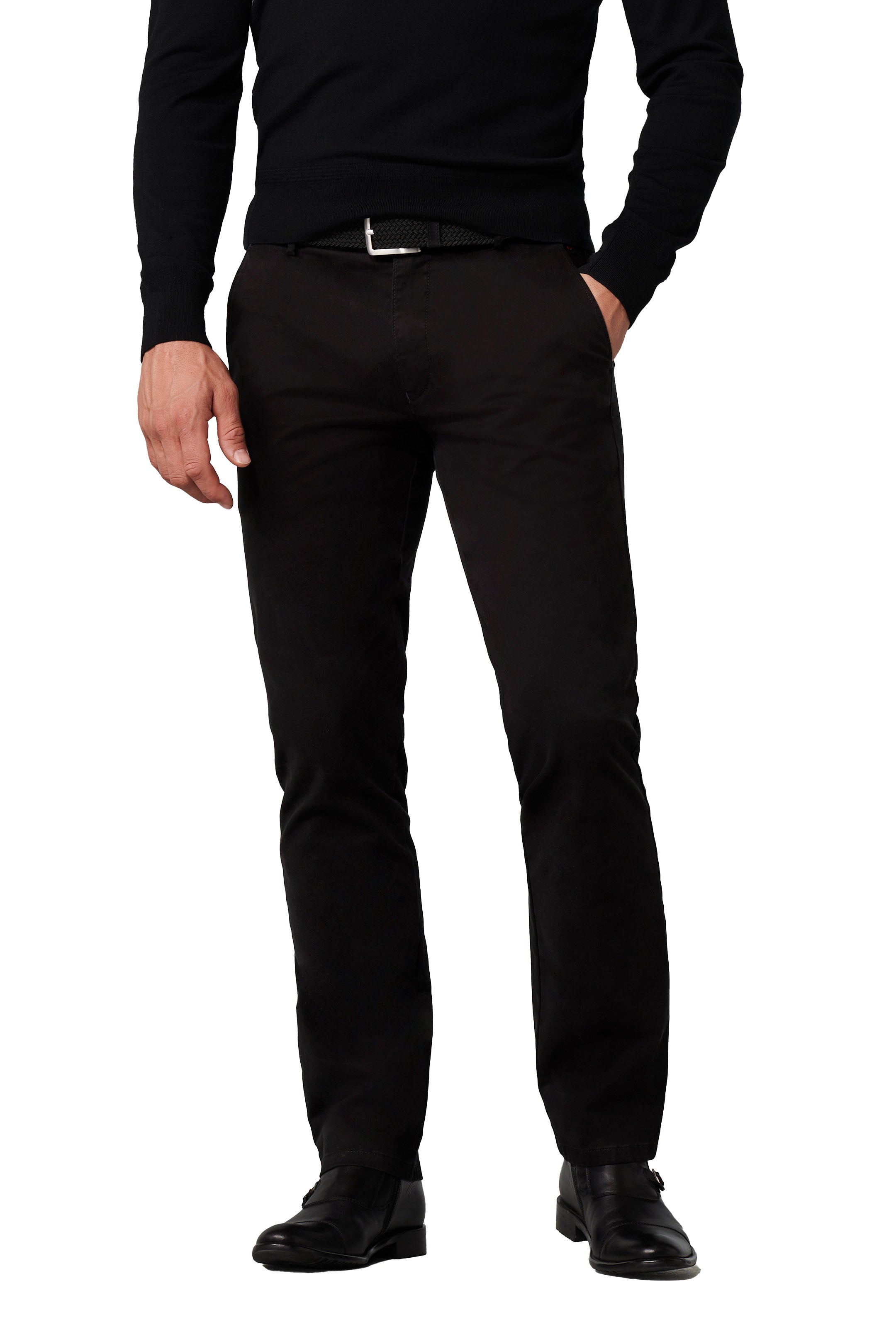 Meyer Roma Cotton Chino Trousers - Black