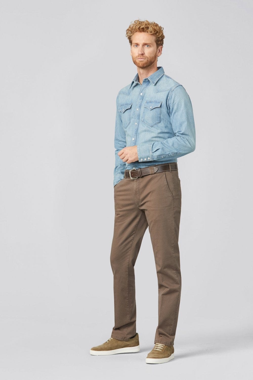 Meyer Roma Cotton Chino Trousers - Stone