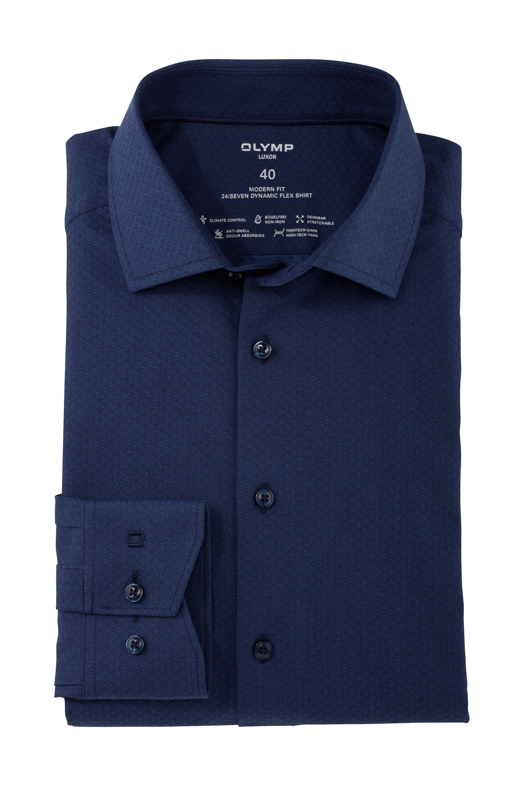 Olymp 24/7 Luxor Modern Fit Dynamic Flex Shirt - Marine