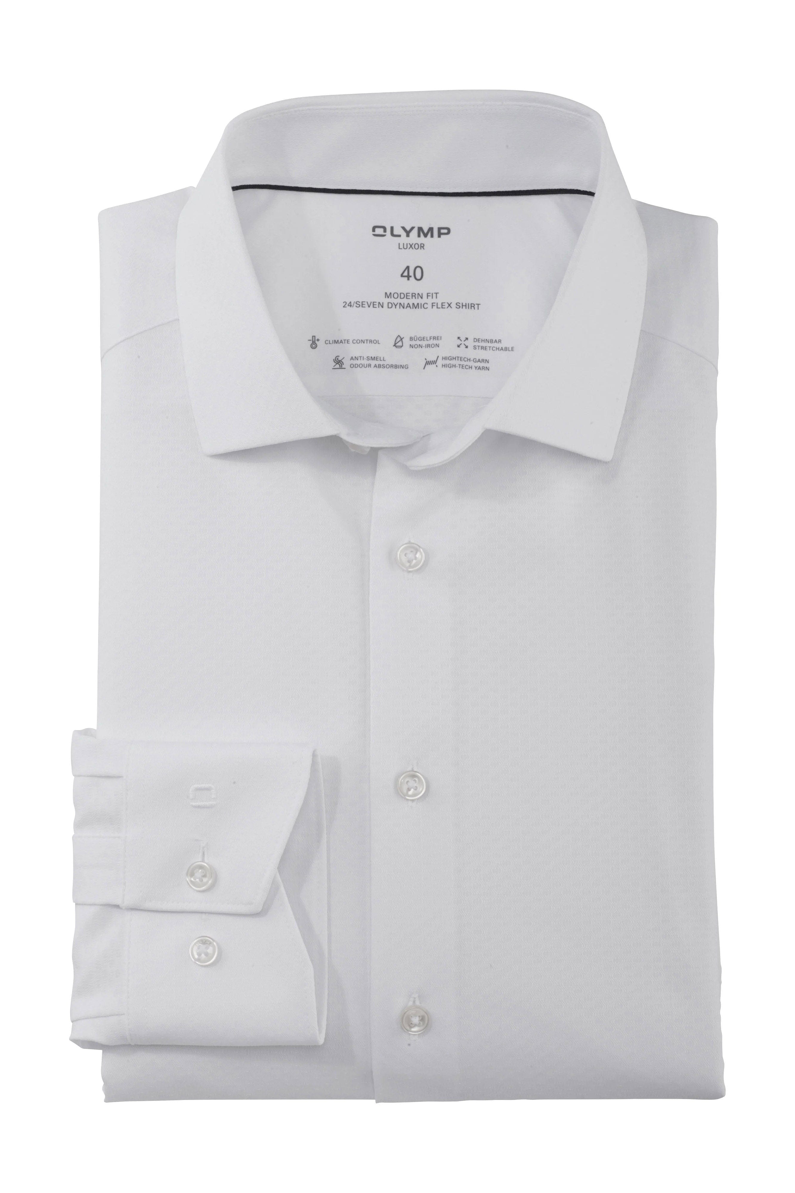 Olymp 24/7 Luxor Modern Fit Dynamic Flex Shirt - White