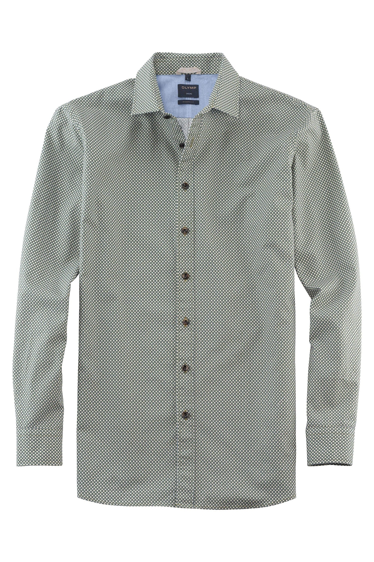 Olymp Casual Modern Fit Print Shirt - Apple Green