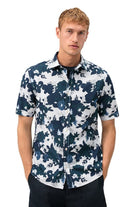 Olymp Casual Regular Fit Bold Print Short Sleeve Shirt - Marine/White