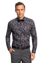 Olymp Level 5 Body Fit Paisley Long Sleeve Shirt - Graphite