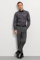 Olymp Level 5 Body Fit Paisley Long Sleeve Shirt - Graphite