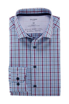 Olymp Luxor 24/7 Dynamic Flex Check Shirt - Blue/Fuchsia