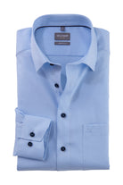 Olymp Luxor Comfort Fit Mini Check Long Sleeve Shirt - Blue