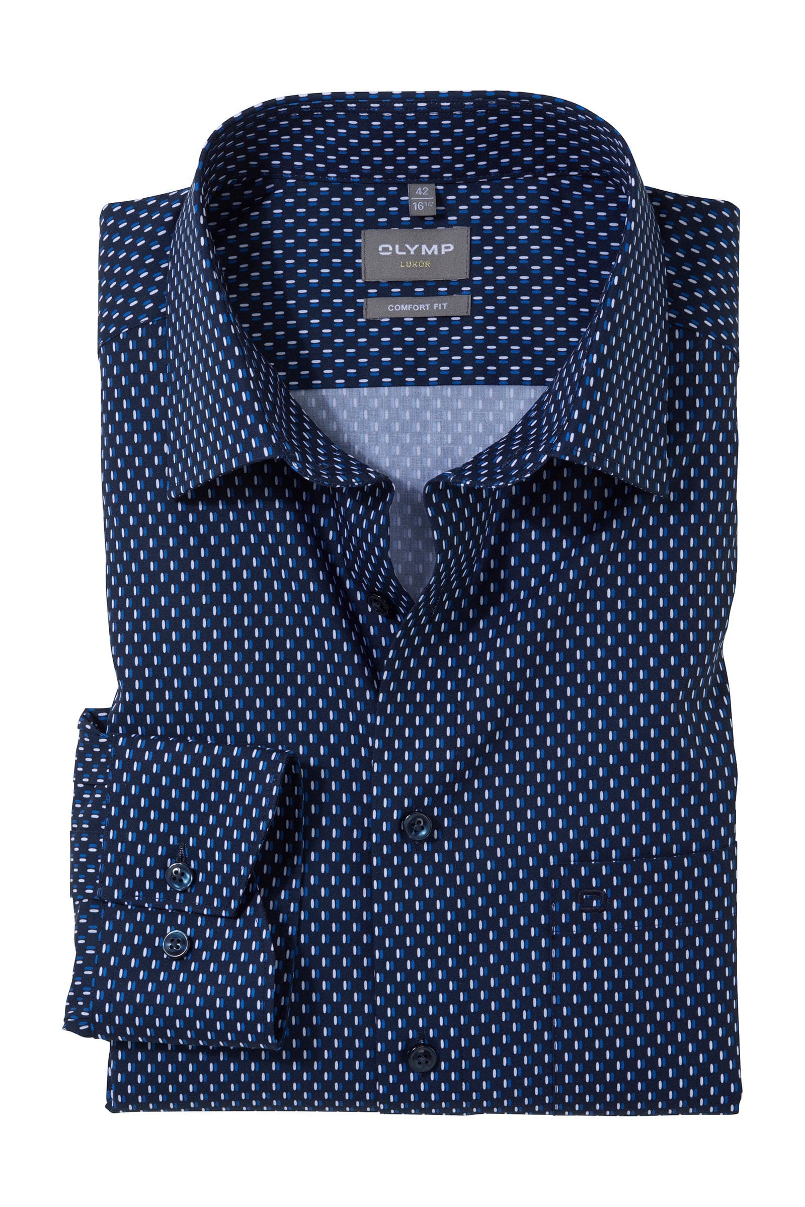 Olymp Luxor Comfort Fit Print Shirt - Navy