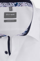 Olymp Luxor Comfort Fit Short Sleeve Shirt with Trim - White