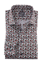 Olymp Luxor Modern Fit Bold Geometric Print - Olive/Red