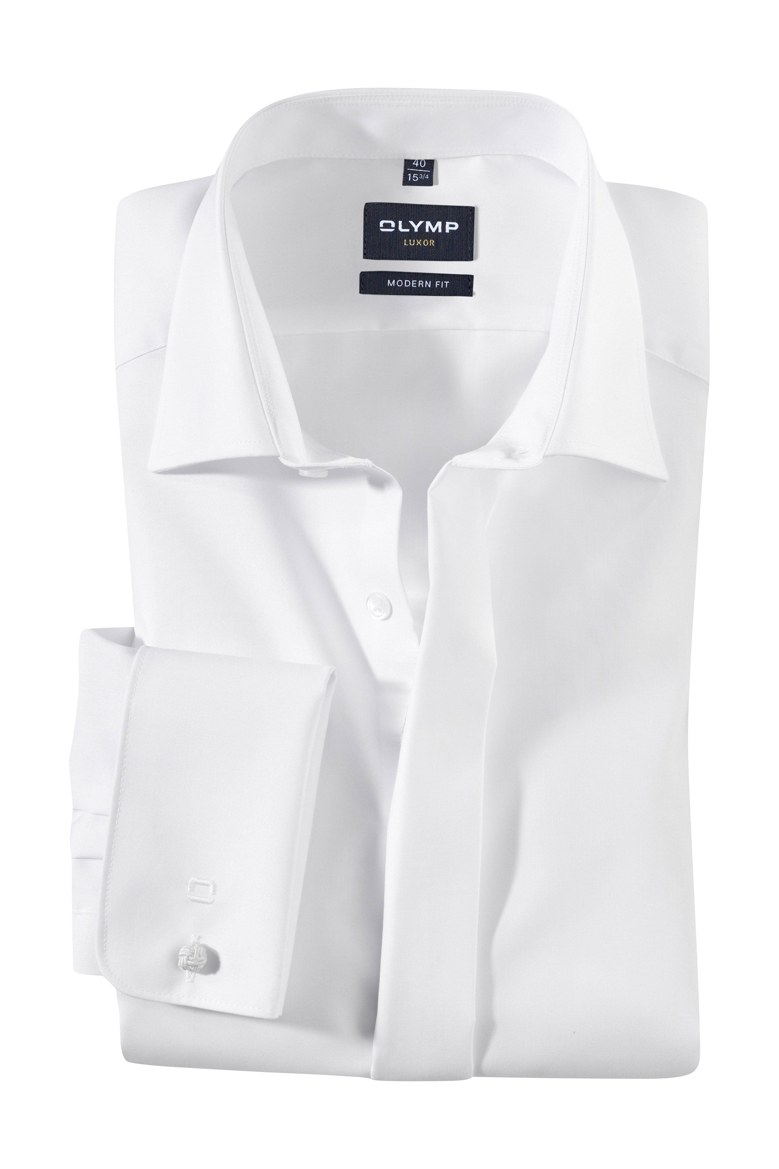 Olymp Luxor Modern Fit Double Cuff Dress Shirt - White